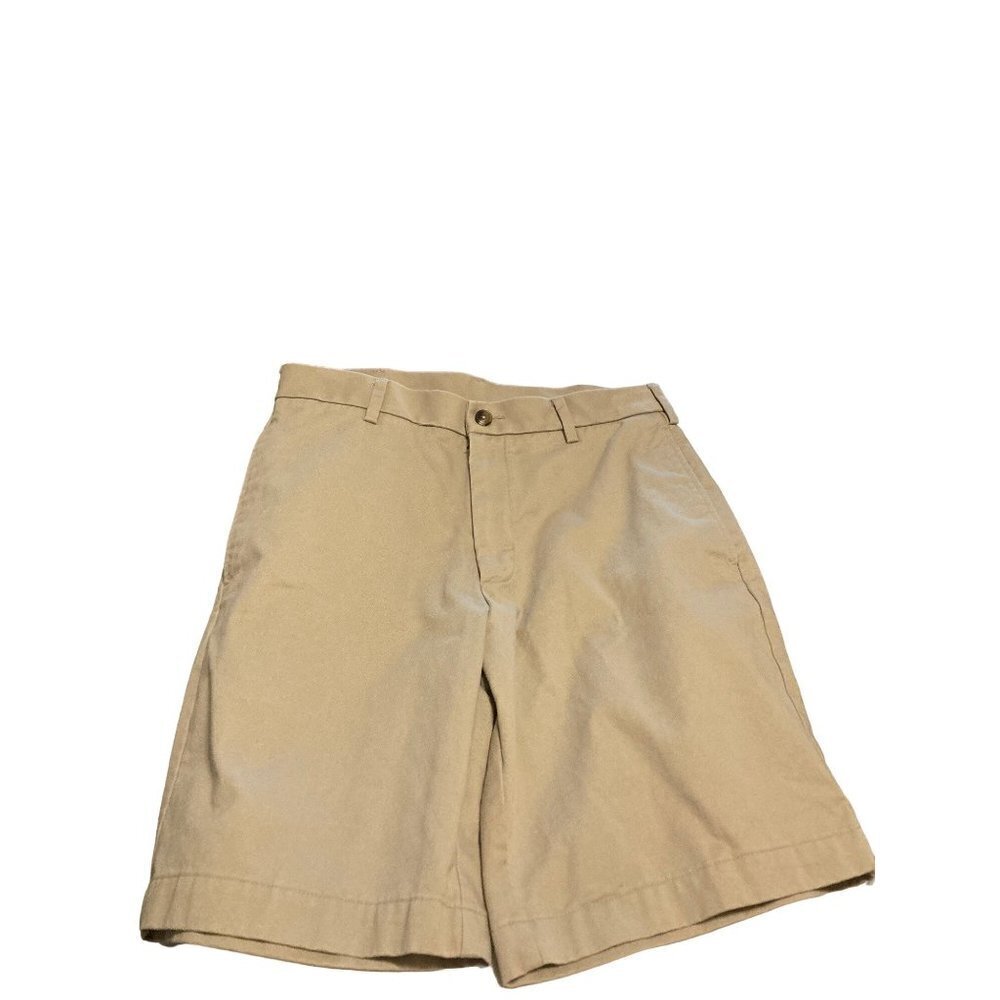 Men Roundtree & Yorke Easy Care Beige Pleated Front Relaxed Fit Shorts Size 34